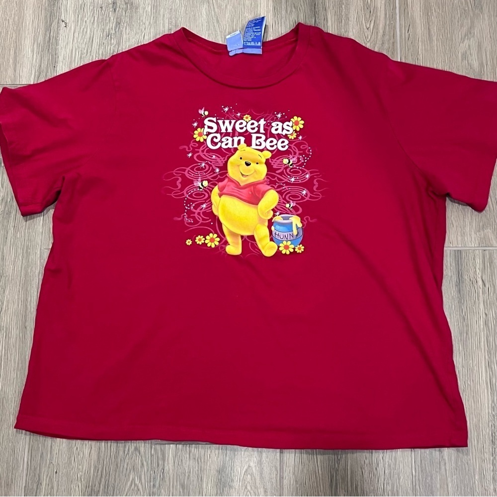 Vintage Disney Winnie Pooh Tee Shirt Top 3X Sweet As Can Bee Plus Size Parks Red - Picture 8 of 9